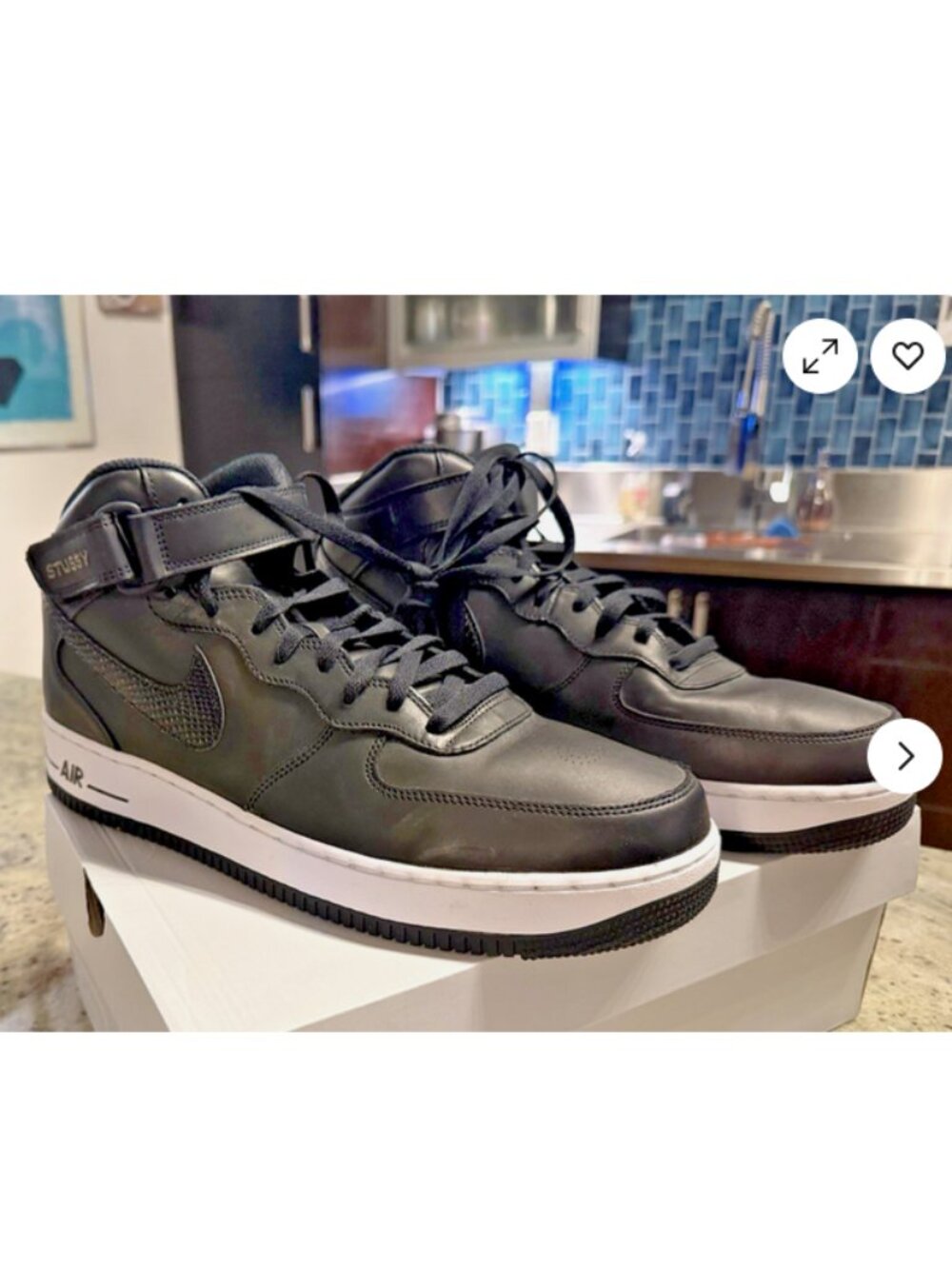 Nike Air Force 1 Mid '07 x Stussy Black & White DJ7840-001 2022 Size 14